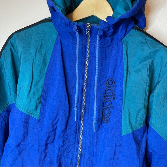 Vintage 80s Adidas Color Block Trefoil Nylon Puffer Jacket - Picture 6 of 10